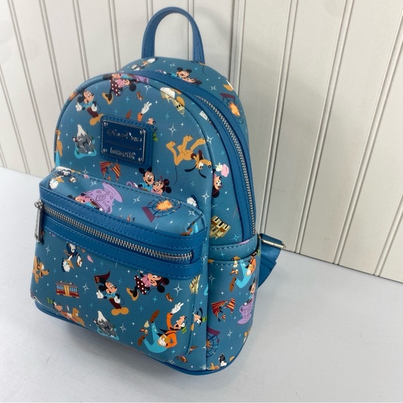 Loungefly Disneyland 2020 Blue Park Life Attraction Icons Mini Backpack - Picture 4 of 8